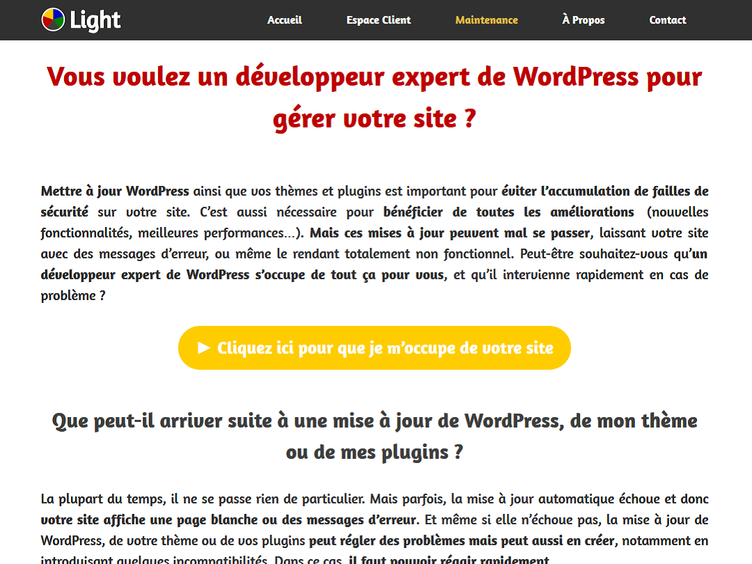 Aperçu du thème pour WordPress Light